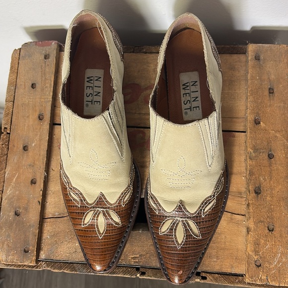 Vintage Leather Suede Ankle Cowboy boots sz7.5M - Picture 8 of 9